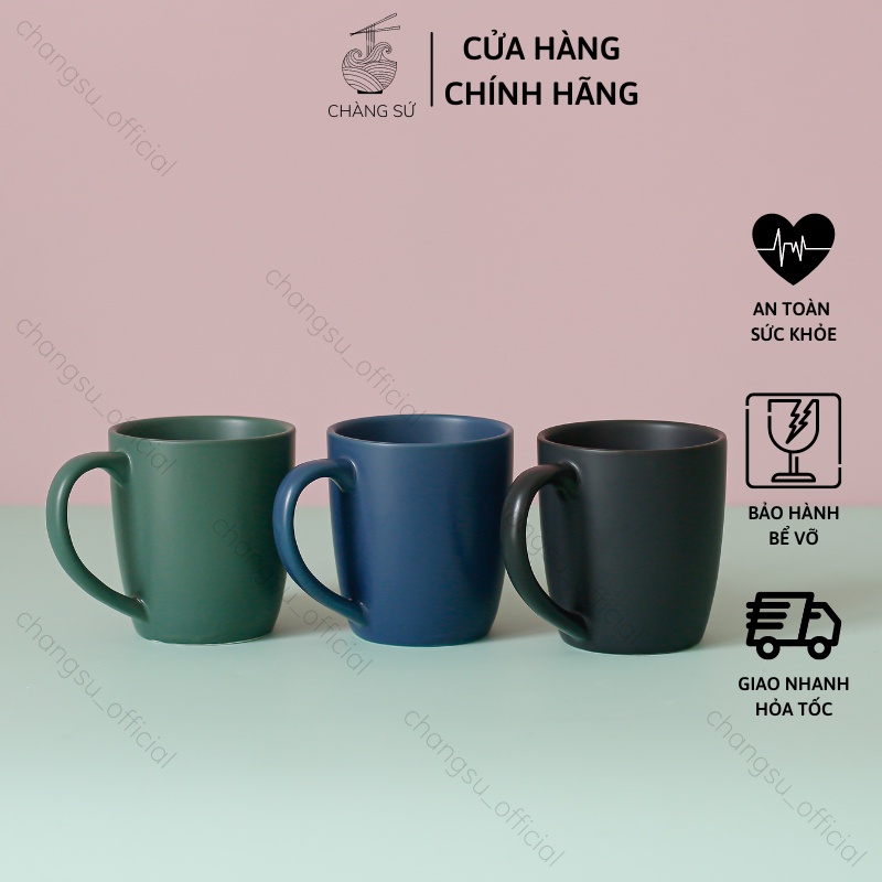 Cốc sứ uống nước có quai nhiều màu sắc - Cốc uống nước men lì dày dặn - In theo yêu cầu