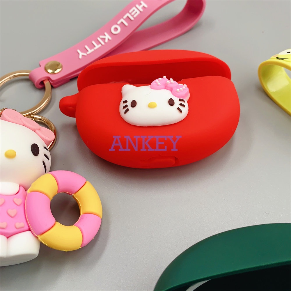 Anker Soundcore Life Note i P2i / Life Dot 3i A3i Cover Earphone Silicone Case Red KT Cat Earbuds Waterproof Shockproof Soft Protective Headphone Cover Headset Skin
