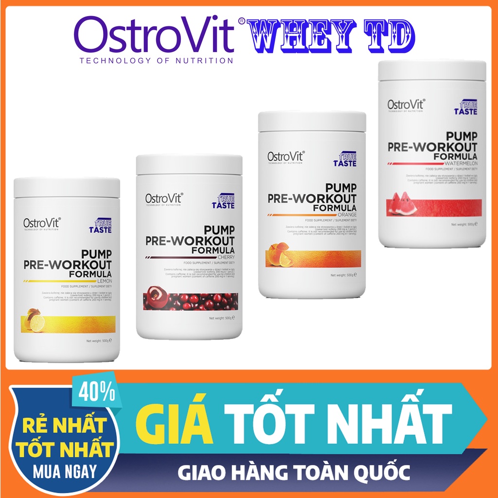 Ostrovit Pump Pre Workout Formula 500g 50 lần dùng - Tăng Sức Mạnh Sức Bền Tăng hồi phục cơ bắp