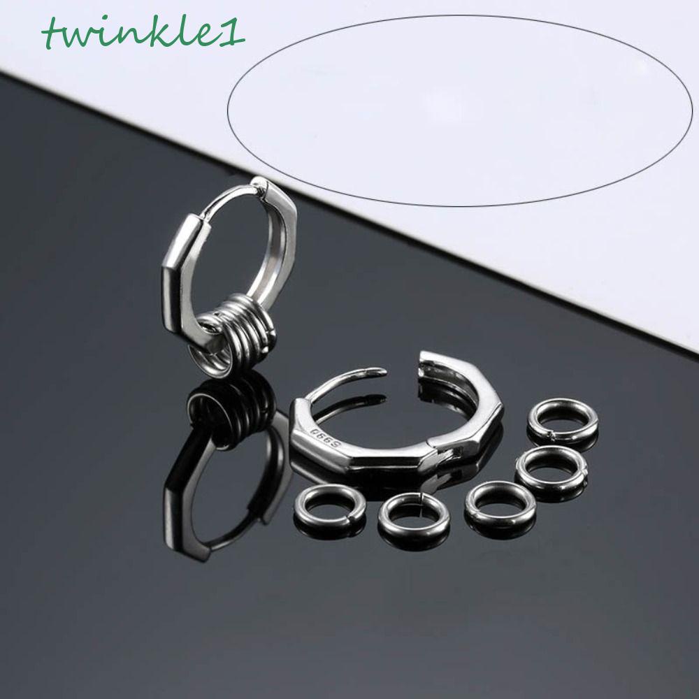 Khuyên Tai Tròn Lấp Lánh Thời Trang Hip Hop Punk Sáng Tạo Cá Tính Dành Cho Nam