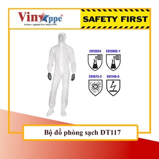Bộ quần áo chống hoá chất, chống nước sơn, phun hoá chất, chống tĩn điện, Bảo hộ phòng sạch DeltaPlus DT117