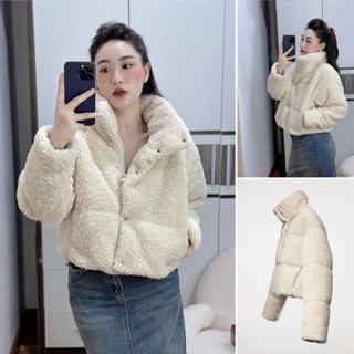 ÁO KHOÁC LÔNG ZARA XUẤT DƯ TUỒN NỮ DÁNG PHAO NGẮN CAO CỔ MÀU TRẮNG KEM - 1255/825