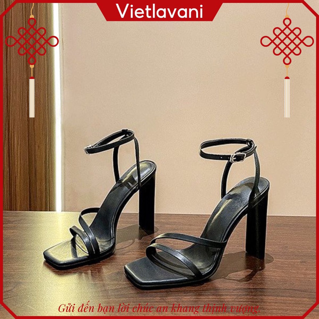 Giày Sandal Nữ TTS49 Mũi Vuông 9cm Gót Đẹp Hàng Sang Chảnh 2 Màu Trắng Và Đen Trend 2022