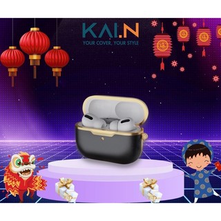 Ốp case bao da kai.n leather dành cho airpods pro 2, da siêu mềm, viền kim loại sang trọng