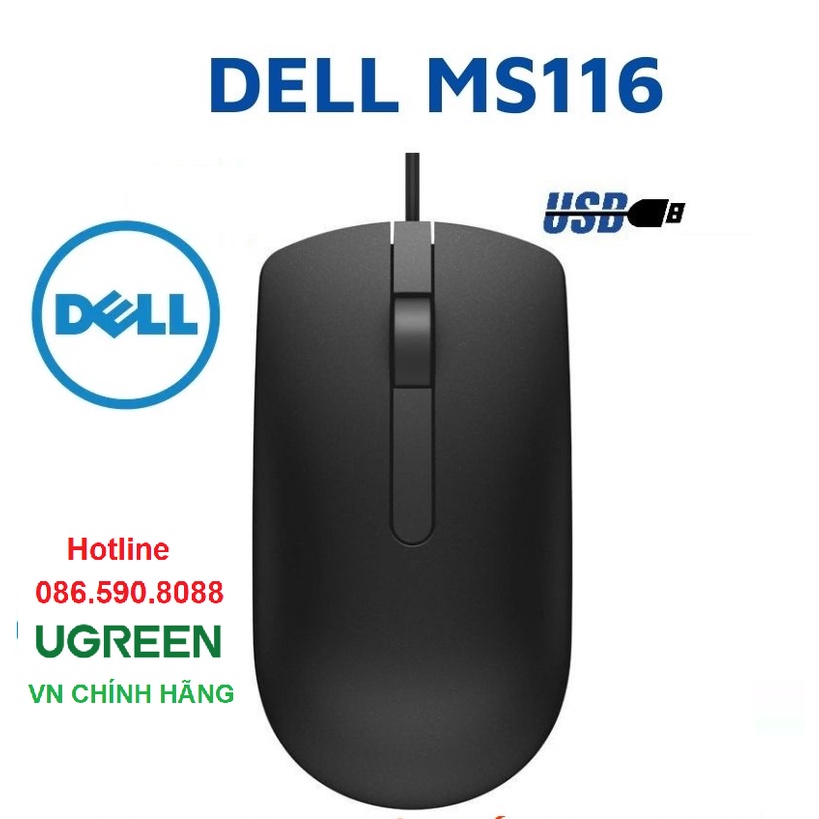 Chuột Có Dây Dell MS116 - Hàng Chính Hãng BH 12 Tháng