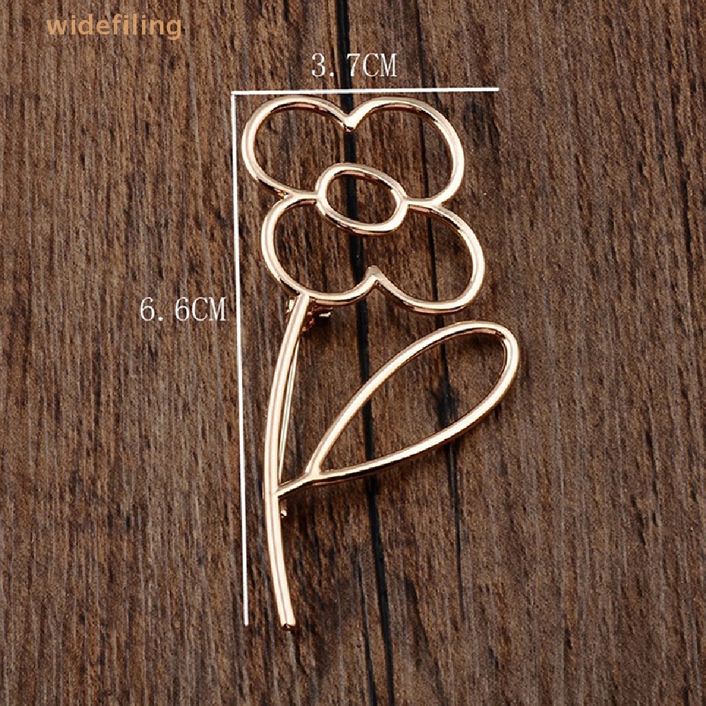 1 Trâm Cài Áo Hình Hoa Rỗng Bằng Hợp Kim Màu Vàng Bóng Đơn Giản Thời Trang