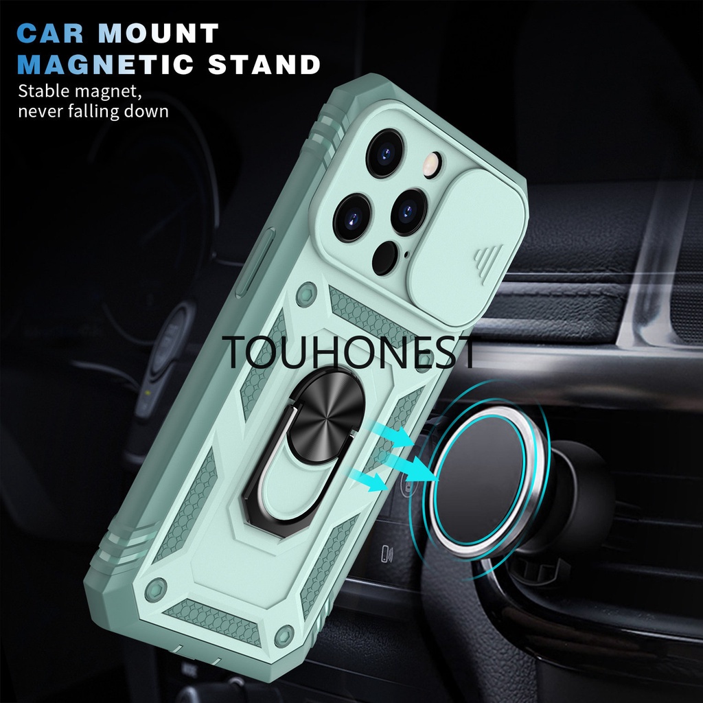 Ốp Điện Thoại Bảo Vệ Độ Cho Casing For iPhone 13 Pro Max Case iPhone 6 Plus Case iPhone 12 Mini Case iPhone 6S Plus 360° Full Cover Ring Kickstand Full Cover Slide Lens Protection Phone Case