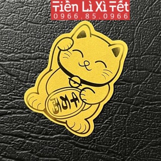 Mèo thần tài mạ vàng 24k 2023 / miếng dán điện thoại mèo thần tài