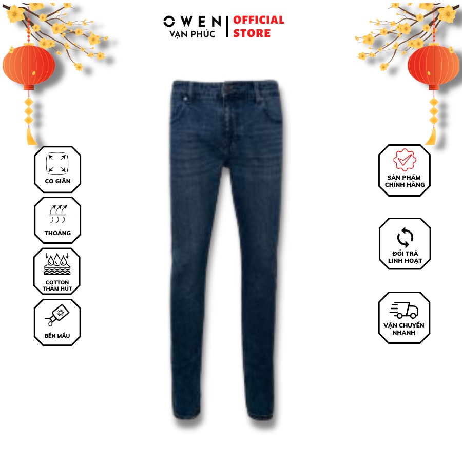 Quần Jeans OWEN QJSL221495 Thiết Kế Ống Đứng Năng Động Cá Tính Cùng Tông Màu Xanh Trẻ Trung Kiểu Dáng Slim Fit