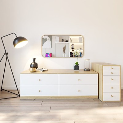 MORA, Tủ lưu trữ đổ dùng 2 tầng 4 ngăn kéo DRA_265, 160x47x53cm, Scandi Home