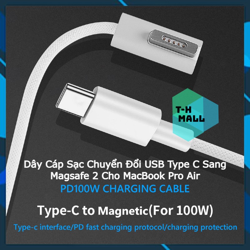 Dây Cáp Sạc Chuyển Đổi USB Type C Sang cổng sạc từ tính Magsafe Cho Laptop Táo Pro Air