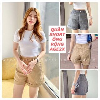 ✅QUẦN TOP HOT ✅Quần short ống rộng chính hãng brand AGE2X, lưng cao, Chất kaki mềm mát, Form siêu hack dáng