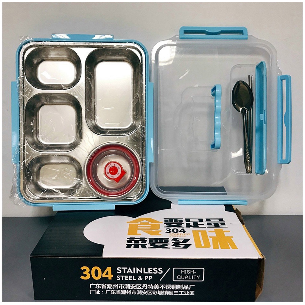 Hộp - Khay cơm Inox 5 ngăn - Có đựng canh