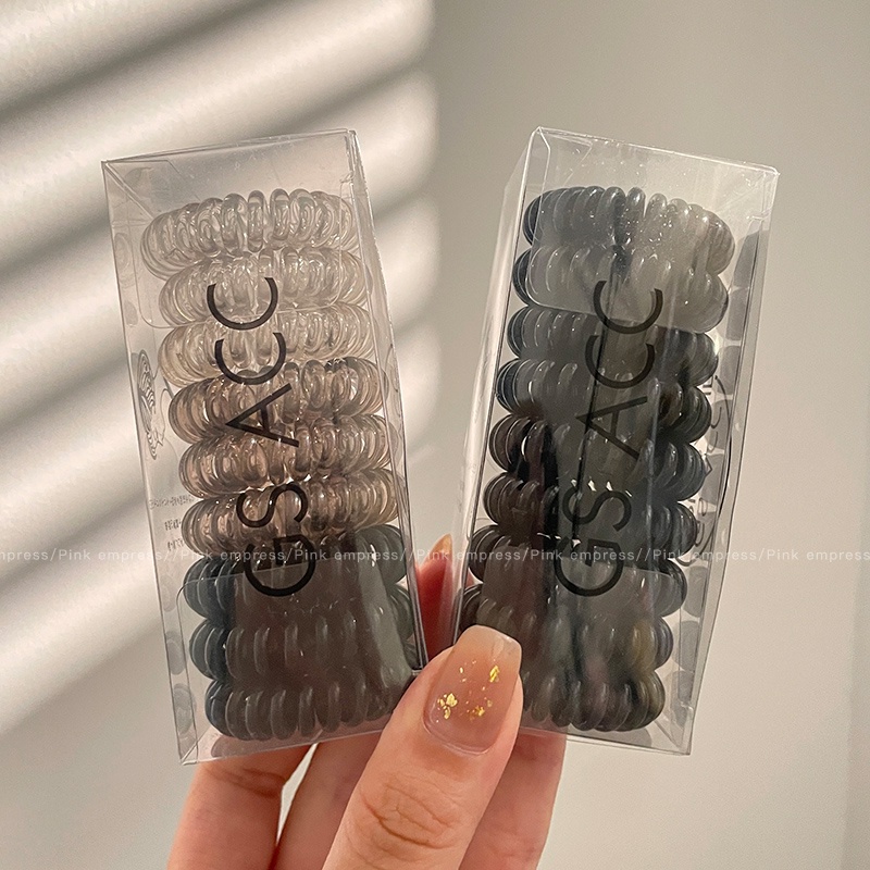 Set 9 Dây Buộc Tóc Cao Su Màu Đen Thiết Kế Tối Giản Phong Cách Hàn Quốc