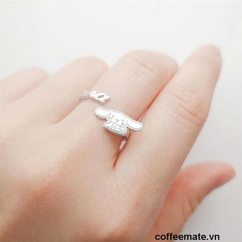 【coffeemate】⚡ Nhẫn đôi hở họa tiết Cinnamoroll hoạt hình dễ thương phong cách Hàn Quốc cho nữ