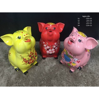 Lợn đất / heo đất / lợn tiết kiệm/ ống heo tiết kiệm Lợn Ngậm $ Cực Dễ Thương Gốm sứ cao cấp Bát Tràng Cao cấp.