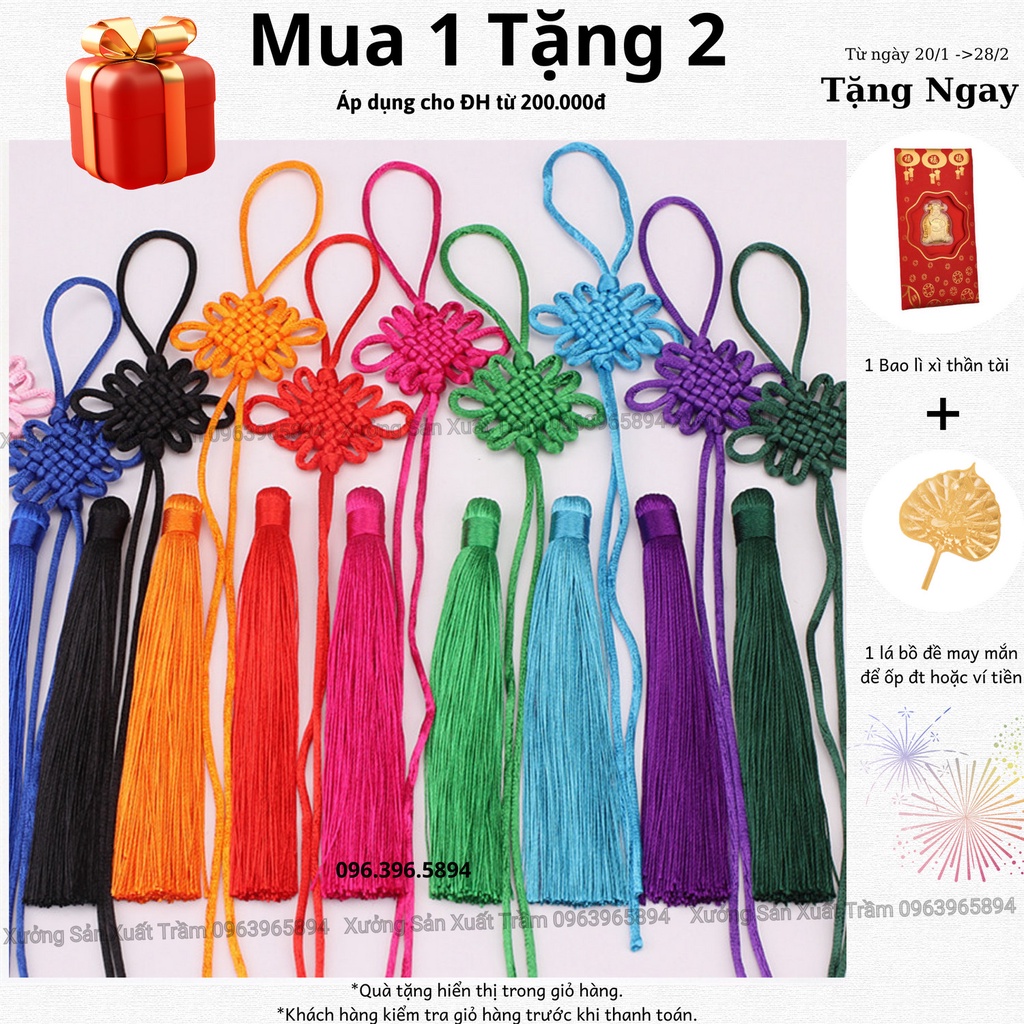 Dây Tua Rua Nơ Kết Đồng Tâm Khánh Treo Xe Ô Tô Cát Tường Phong Thủy May Mắn - Quà Tặng Phong Thủy