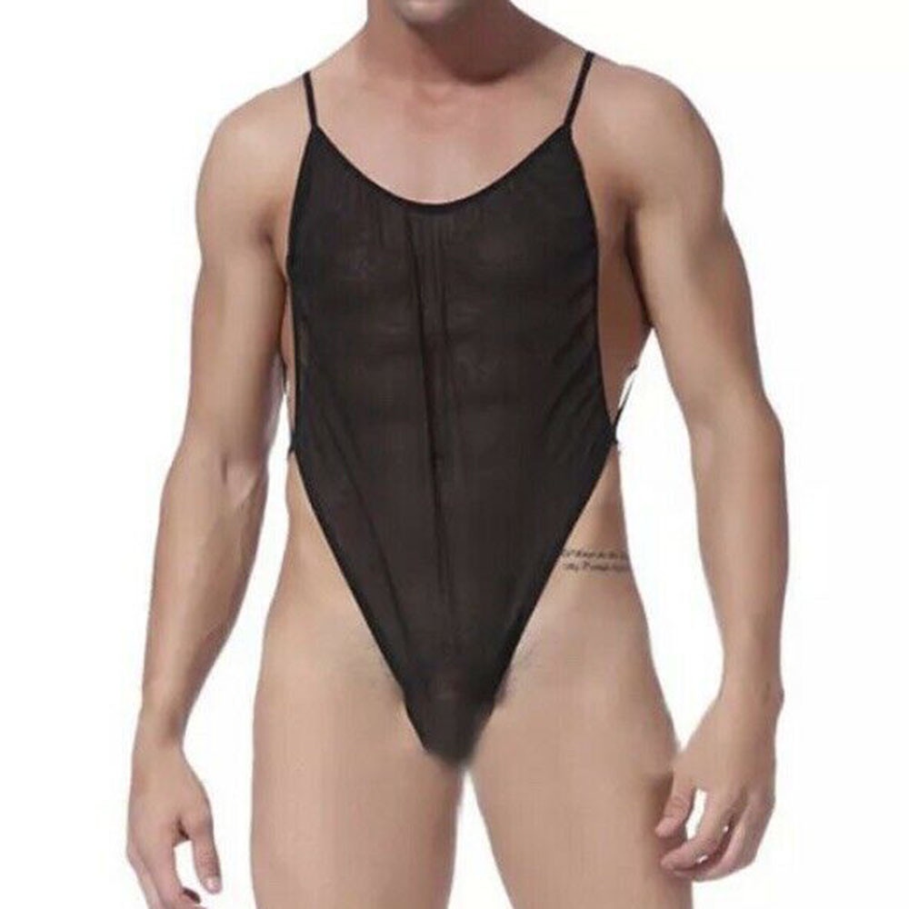 Bodysuit Lingerie Male Mesh Nightwear See Through Sleepwear Sleeveless