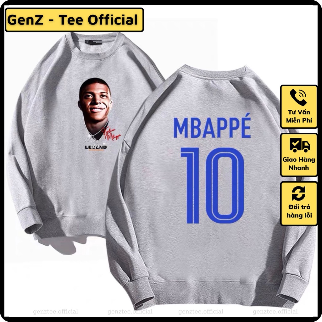 Áo sweater nỉ Kylian Mbappé, áo nỉ dày dặn phong cách trẻ trung năng động form rộng nam nữ đủ size