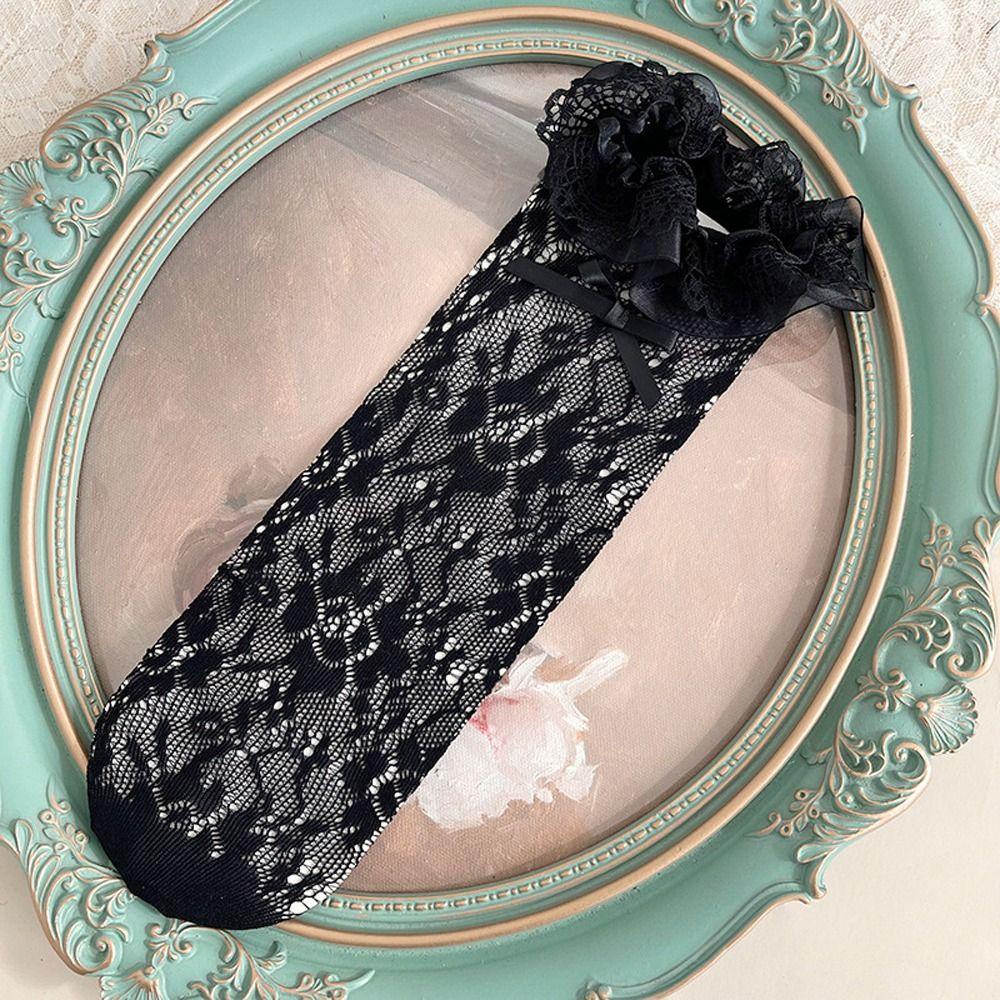 Đôi Vớ Dài Phối Ren Rỗng Thoải Mái Đính Nơ Ngôi Sao Ngọt Ngào Cho Bé Gái