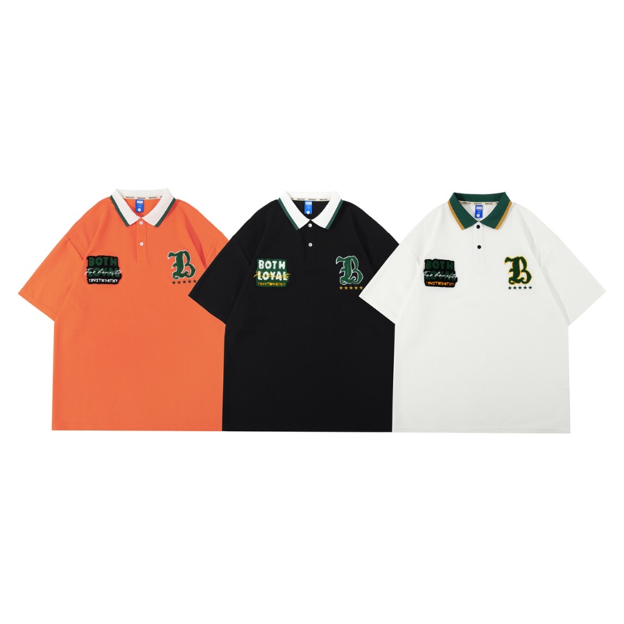 Áo thun polo unisex tay lỡ form rộng nam nữ, áo phông cá sấu oversize cổ bẻ ngắn tay chất cotton cao cấp logo thêu xịn