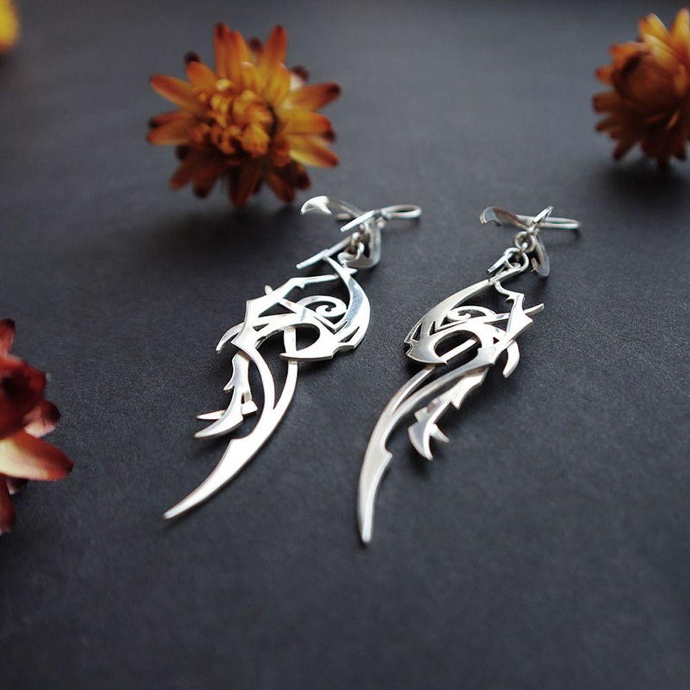 Bông Tai Hợp Kim Dáng Dài Màu Sắc Xanh Lá Phong Cách Gothic Thời Trang Cho Nữ