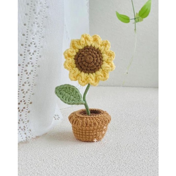 CHẬU HOA HƯỚNG DƯƠNG MINI LEN HANDMADE