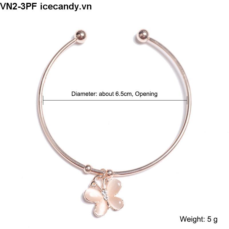 Vòng Tay Hở Đính Đá Zircon Hình Bướm Đơn Giản Dễ Phối Đồ Cho Nữ
