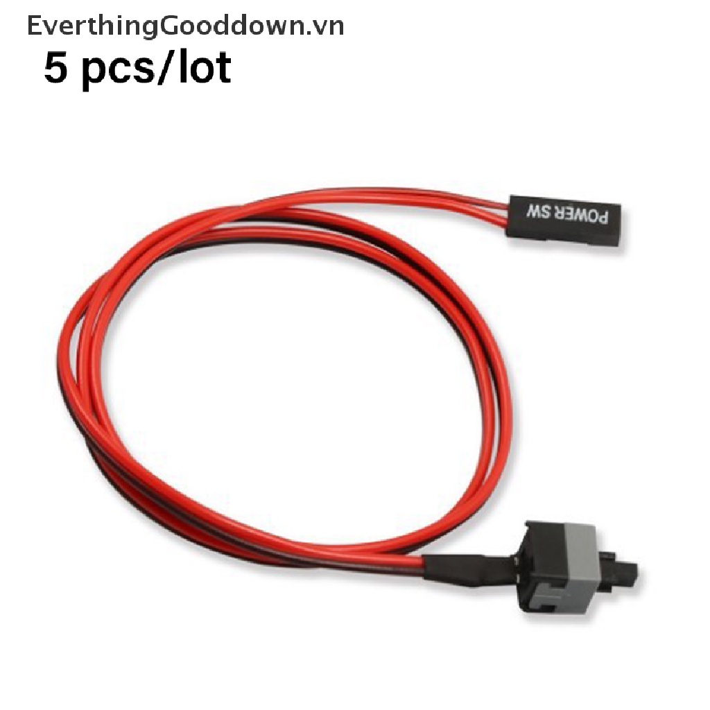 Everthinggooddown 5 Dây Cáp Nối Nút Nguồn Bật / Tắt 50cm 2 Pin SW PC Cho Máy Tính