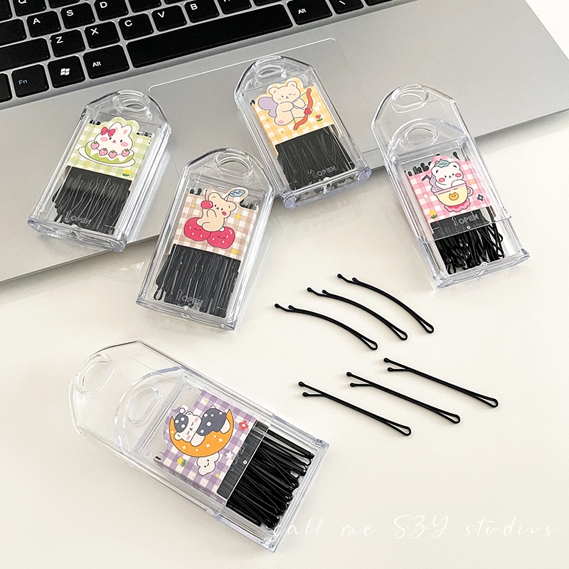 Set 30 Kẹp Tóc Thẳng Màu Đen Phong Cách Mới Cho Nữ