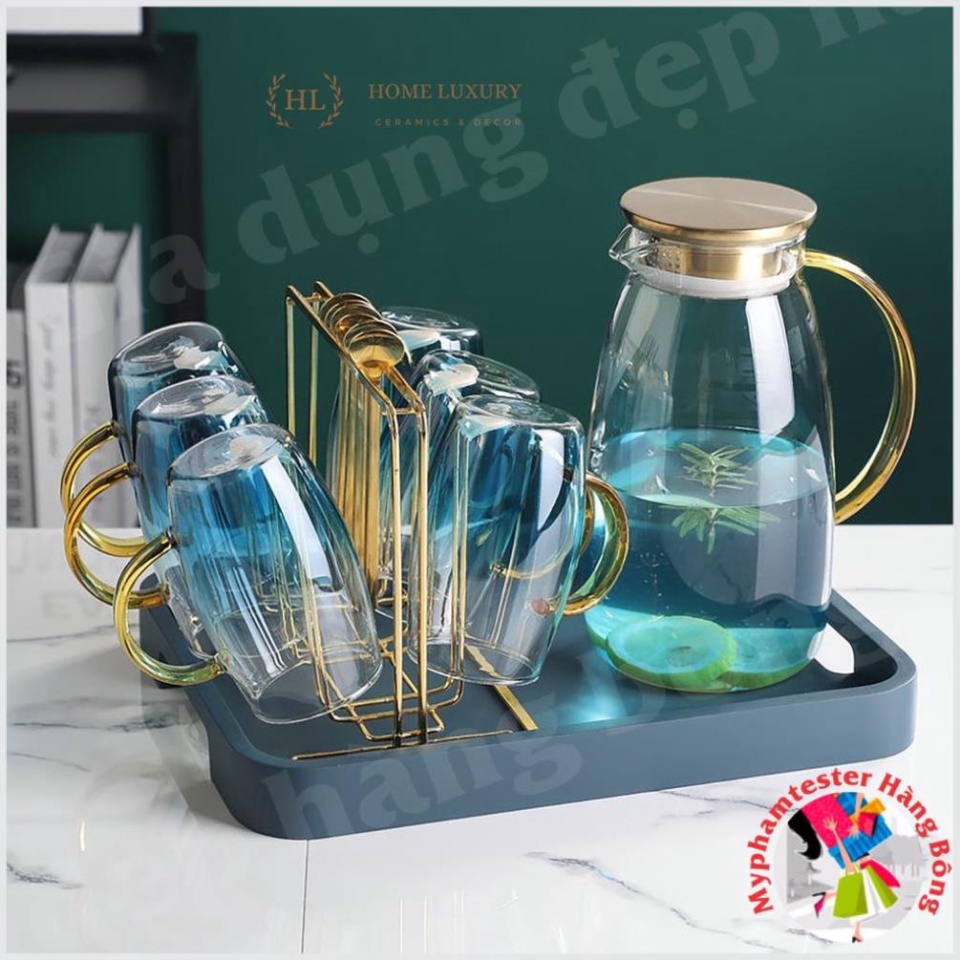 Bộ bình cốc chất liệu thủy tinh chịu nóng Ocean Aqua 2023 | Bộ Bình Cốc thủy tinh trong Xanh Chịu Lực độ ch