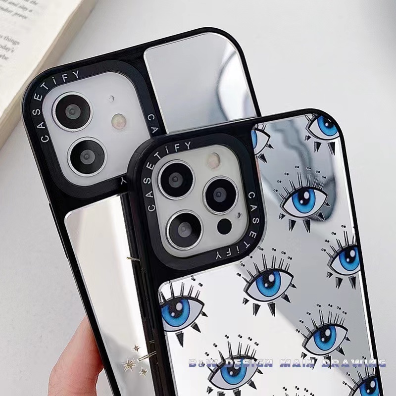 Ốp Điện Thoại Acrylic Chống Sốc Tráng Gương Hình Đôi Mắt Thời Trang Cho iPhone 14 13 12 11 Pro MAX IX XS MAX XR 7 8 Plus