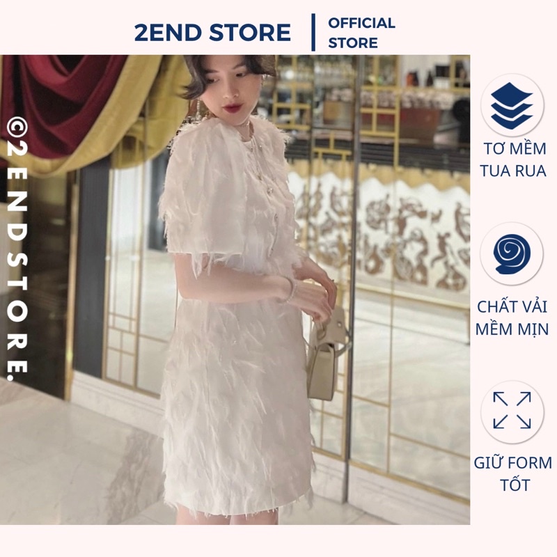 2END Váy trắng thiết kế tua rua cao cấp