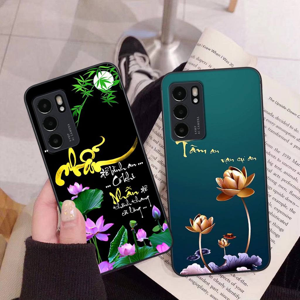 Ốp lưng Oppo Reno 6 - Reno 6Z 5G - Ốp Oppo in hình chữ thư pháp tâm an, cha mẹ , tài lộc đầy ý nghĩa