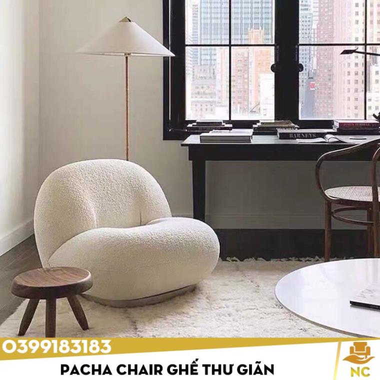 Ghế sofa phòng khách - Pacha chair ghế thư giãn bọc lông cừu nhiều màu cao cấp, hiện đại, decor studio phong cách