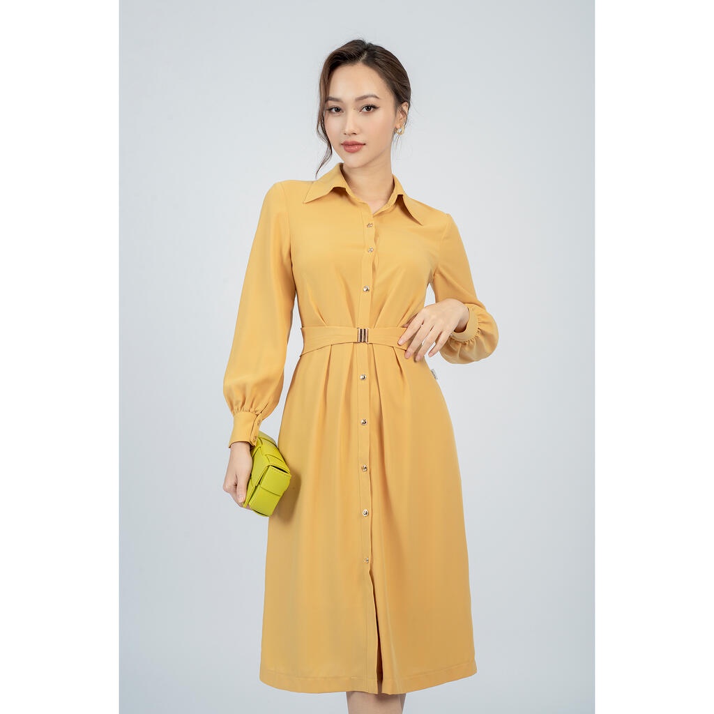 Đầm dáng A dài tay kèm đai mở MMOutfit DA0622500