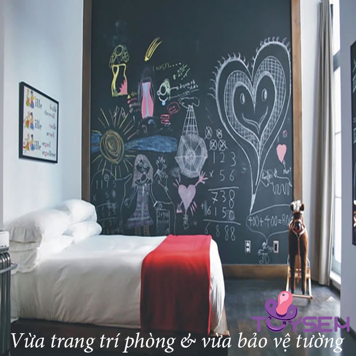 Decal giả bảng đen dán tường cho bé tập tô vẽ bảo vệ tường nhà, nhà trẻ, trường mầm non