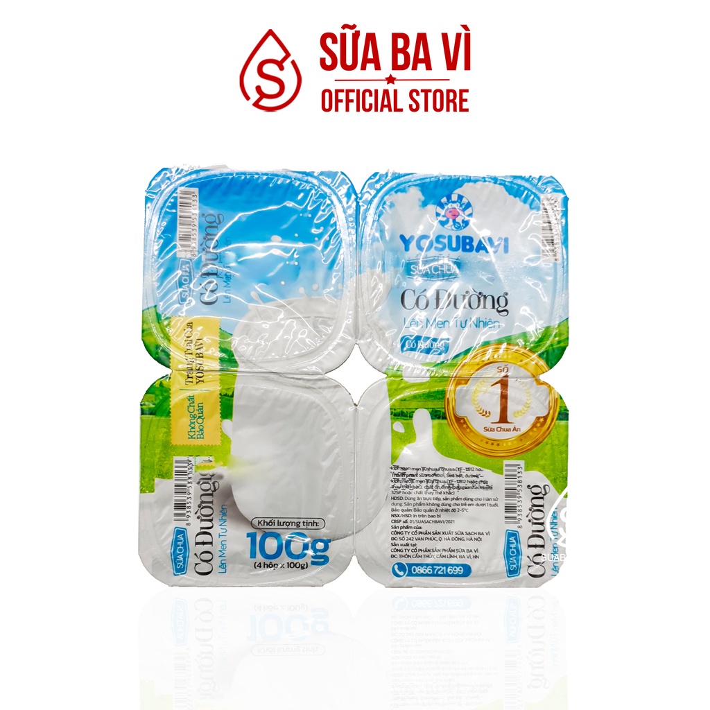 Sữa Chua Ba Vì Có Đường Thùng 48 Hộp