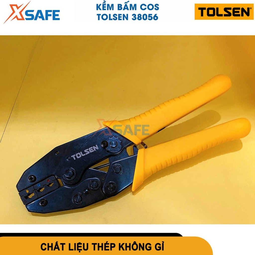 Kềm bấm cos 9inch TOLSEN 38056 kềm bấm cos đầu dây cách điện DIN 0,5-1,0 / 1,5-2,5 / 4-6 mm², AWG 22-18 / 16-14 / 12-10