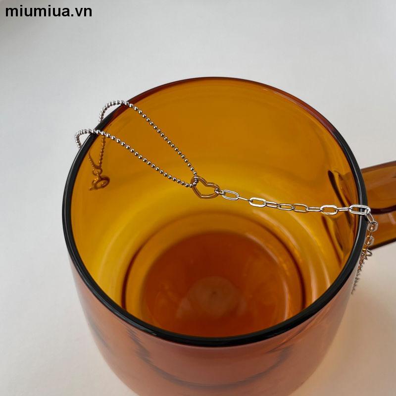 miumiuaVòng Đeo Tay Hai Lớp Bằng Bạc Họa Tiết Trái Tim Rỗng Phong Cách Hàn Quốc Thời Trang Sáng Tạo Cho Nữ