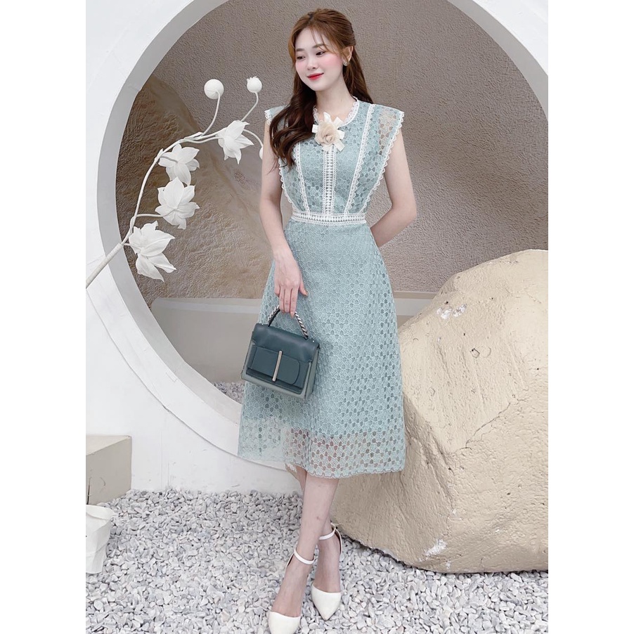 Váy Thiết Kế Lyn Dress RC195 Chất Liệu Vải Ren Cao Cấp Màu Xanh - Đầm Thiết Kế Thanh Lịch Trẻ Trung