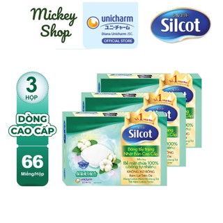 Combo 3 Hộp Bông Tẩy Trang cao cấp Silcot Premium 66 miếng/hộp