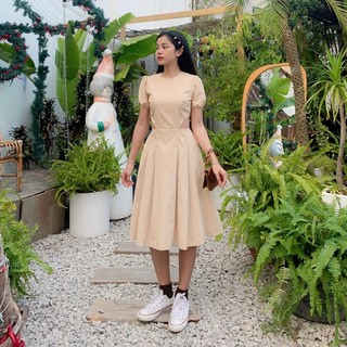 Đầm kaki hở eo