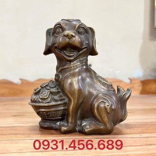 Tượng chó tài lộc bằng đồng cao 14cm