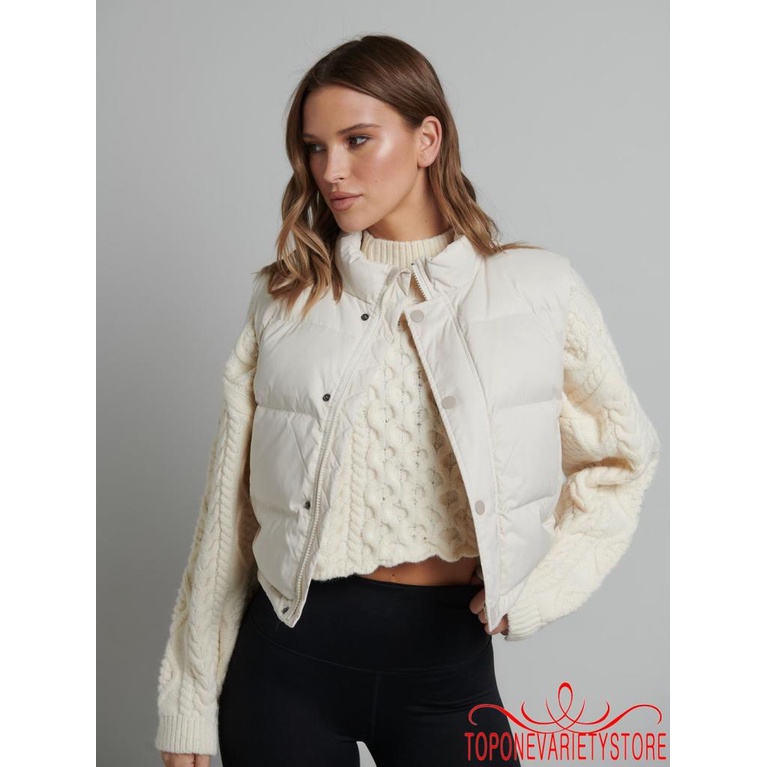 Topone Áo Croptop Sát Nách Màu Trơn Cổ Đứng Khóa Kéo Thời Trang Thu Đông Cho Nữ