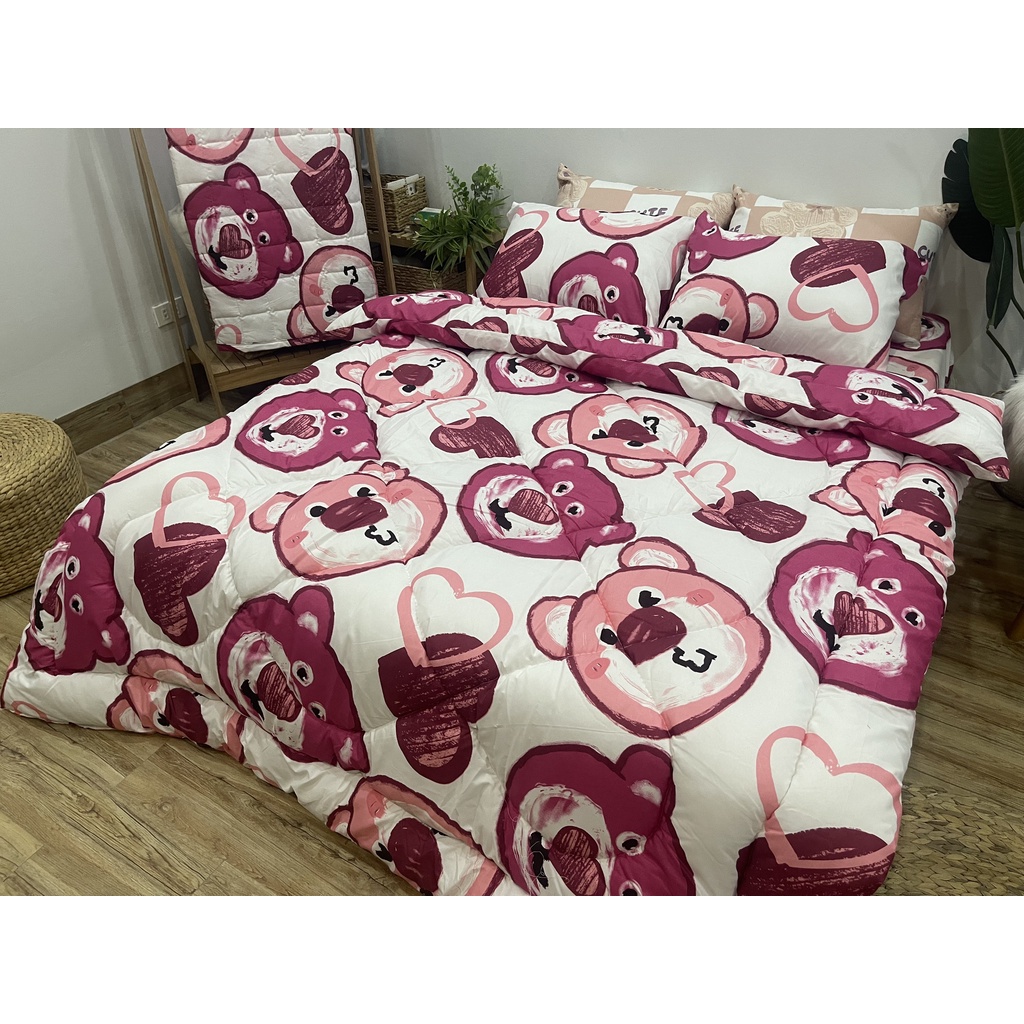 Sét chăn phao ga gối  poly 5 món trần bông dày dặn đủ kích thước nhiều mẫu