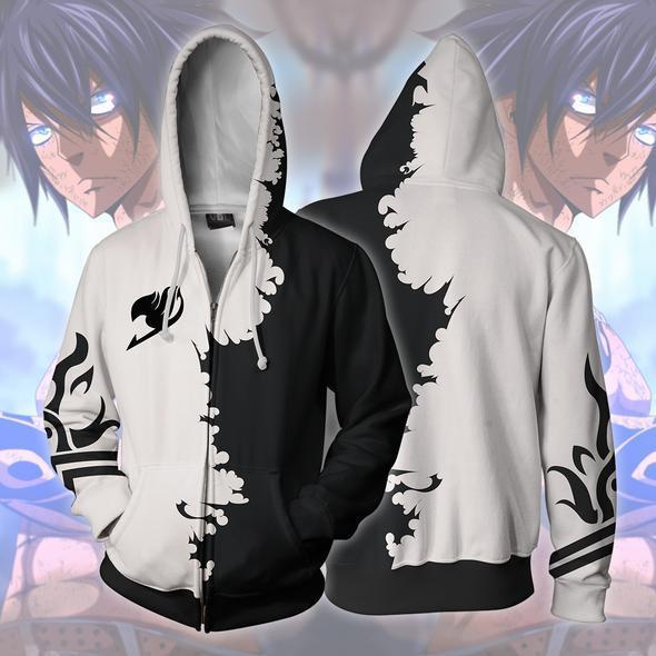 Áo Khoác Thể Thao Có Nón Phối Khóa Kéo In Họa Tiết Anime Fairy Tail 3D Phong Cách Nhật Bản