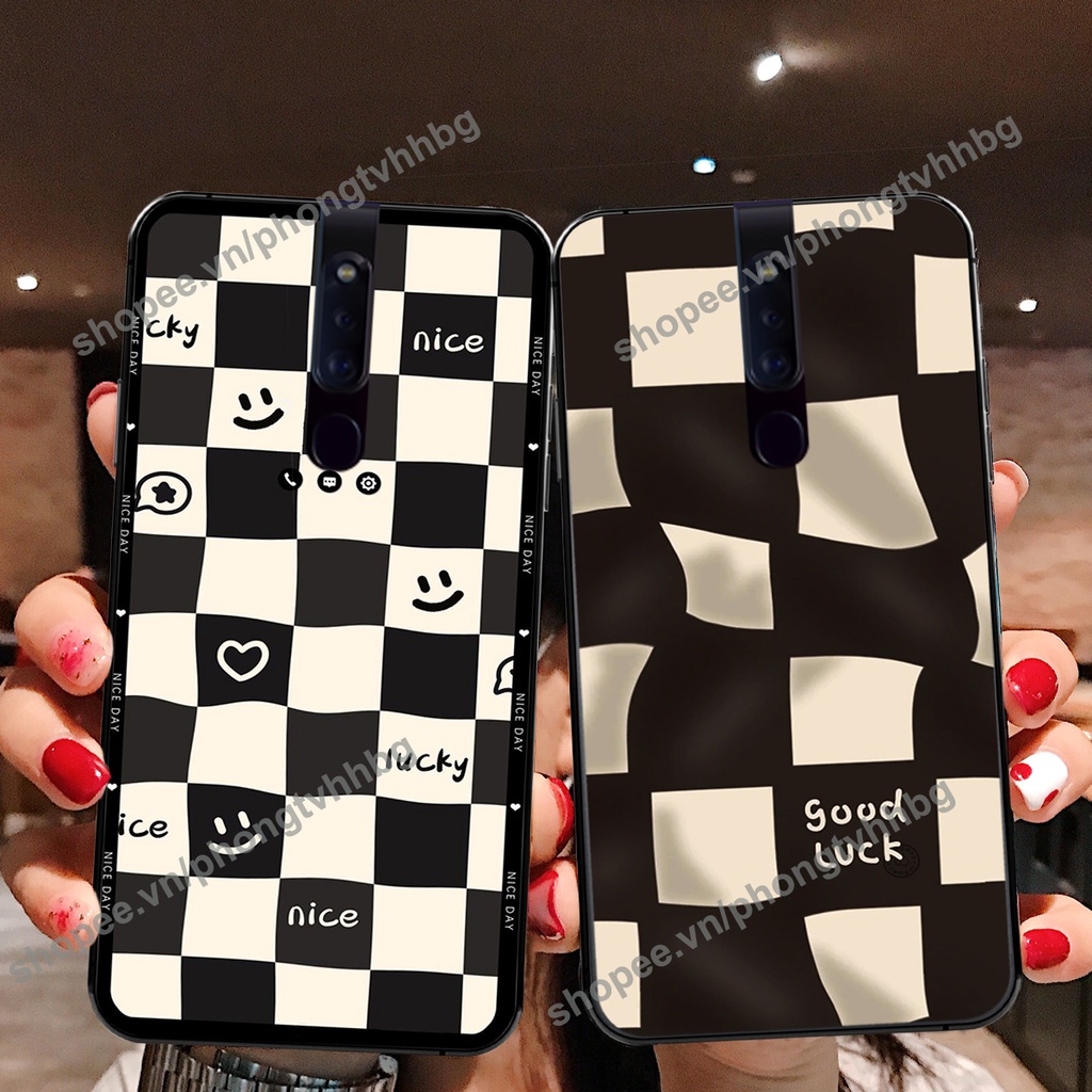 Ốp lưng Oppo F11 / F11 Pro caro mẫu hoa trắng đen cực đẹp cute giá rẻ