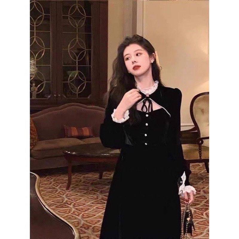 💥sỉ💥váy cho con ti nhung đen dáng dài khoá dọc cho con ti