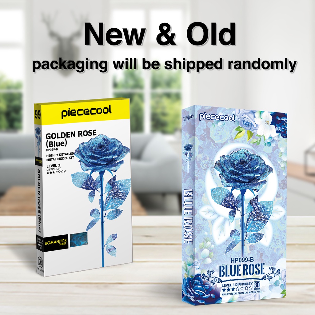 Đồ chơi lắp ráp PIECECOOL mô hình hoa hồng 3D bằng kim loại dùng làm quà tặng sinh nhật lễ tình nhân
